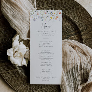 Wild veelkleurig bloemetjesdiner menu