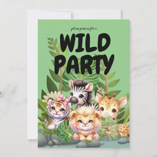 Wild verjaardagsfeest 2-zijdige uitnodigingen (Voorkant)