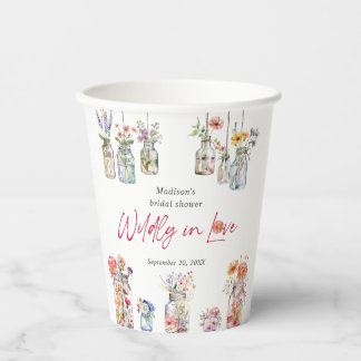 Wild Verliefd Bruidsfeest Verwelkoming Wildflower Papieren Bekers