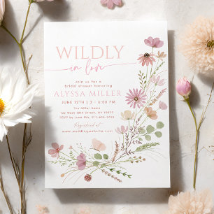 Wild Verliefd Wilde Bloemen Bloemige Bruiloft Fees Kaart