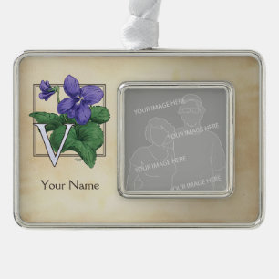 Wild Violet Specialized Flower Monogram Verzilverd Kader Ornament