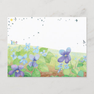Wild Violet Spring Hill, Kinder vogels en Zwemvoge Briefkaart