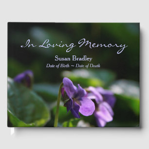 Wild Violets Floral Photo Memorial Livre d'invité