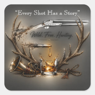 Wild, Vrij Jachtgeweer & Kogel tot Bourbon Kunst Vierkante Sticker