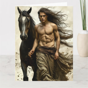 Wild & Vrij - Spierbundel Man met Paard Kaart