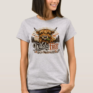 Wild & Vrije Hoogland Koe Vintage Westerse Landeli T-shirt