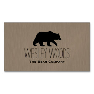 Wild Walking Grizzly Beer Silhouette Simple Magnetisch Visitekaartje