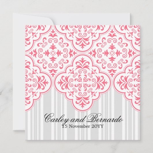 Wild Watermelon Wedding Damask Pattern Aangepast Kaart (Voorkant)