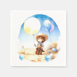 Wild West Adventure Waterverf Cowboy Baby shower Servet