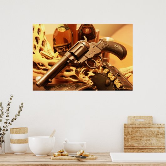 Wild West antiek Colt Lightning revolver poster (Keuken)
