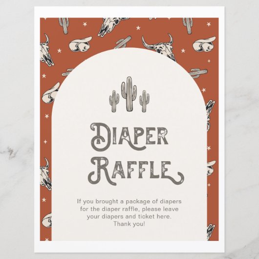 Wild West Baby shower Diaper Raffle Sign (Voorkant)