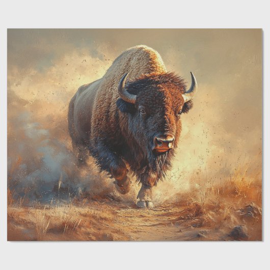 Wild West Bison Decoupage Cadeaupapier (Vlak)