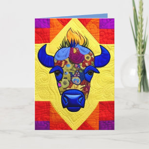 Wild West Bison quilt like design Bedankkaart
