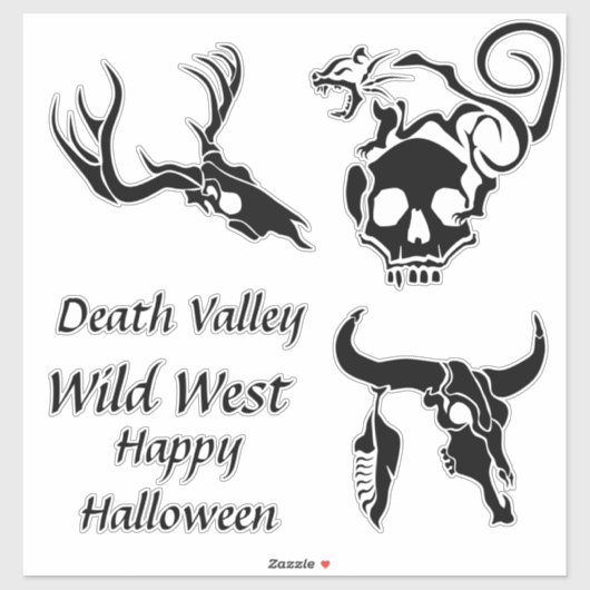 Wild West Black Skull Bundle Pack Sticker (Vel)