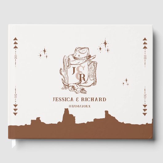 Wild West Bruiloft Cowboy Thema Hand getrokken Gastenboek (Voorkant)
