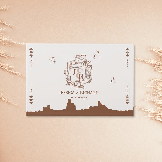 Wild West Bruiloft Cowboy Thema Hand getrokken Gastenboek