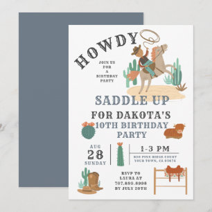 Wild West Cowboy Boy Invitation 10e anniversaire