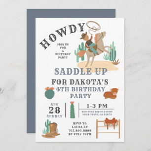 Wild West Cowboy Boy Invitation 4e anniversaire