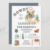 Wild West Cowboy Boy Invitation d'anniversaire (Devant / Derrière)