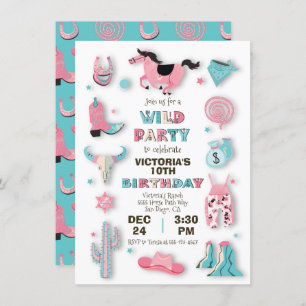 Wild West Cowboy Invitation de fête d'anniversaire