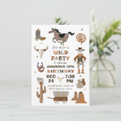 Wild West Cowboy Invitation de fête d'anniversaire (Debout devant)