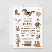 Wild West Cowboy Invitation de fête d'anniversaire (Devant)