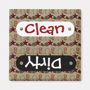 Wild West Cowboy Land Western op Burlap Pattern Magneet