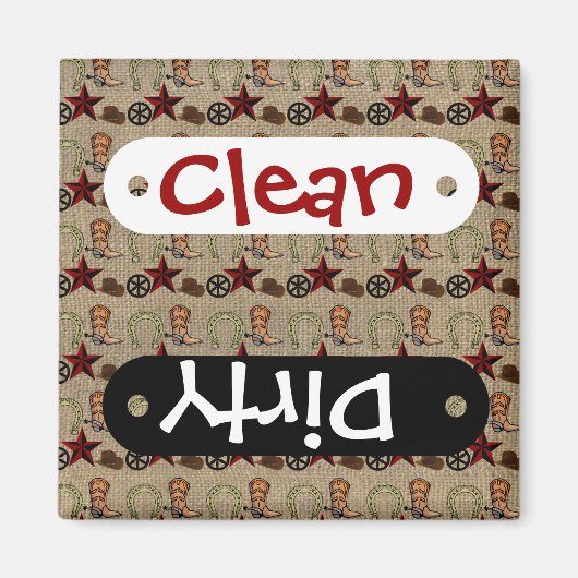 Wild West Cowboy Land Western op Burlap Pattern Magneet (Voorkant)
