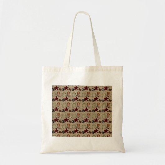 Wild West Cowboy Land Western op Burlap Pattern Tote Bag (Voorkant)