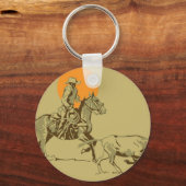 Wild West Cowboy op het werk Sleutelhanger (Voorkant)