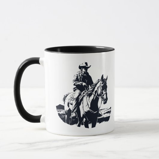 Wild West Cowboy Paard Terug Rijden Mok (Links)