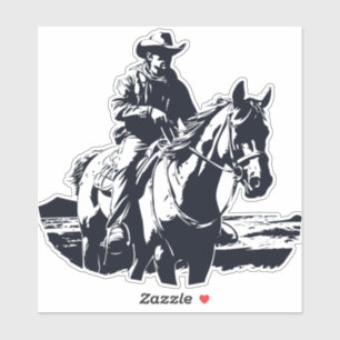 Wild West Cowboy Paard Terug Rijden Sticker