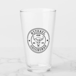 Wild West Cowboy Rustic Logo Gepersonaliseerd Groo Glas