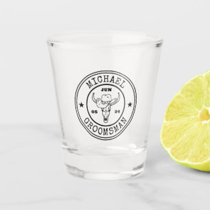 Wild West Cowboy Rustic Logo Gepersonaliseerd Groo Shot Glas