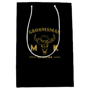Wild West Cowboy Specialized Groomsmen Monogram Medium Cadeauzakje