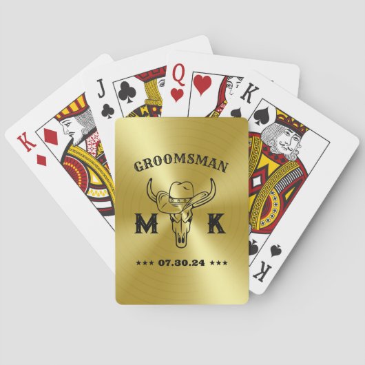 Wild West Cowboy Specialized Monogram Groomsmen Pokerkaarten (Achterkant)