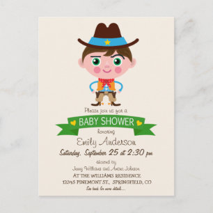 Wild West Cowboy Theme Baby shower Uitnodiging Briefkaart