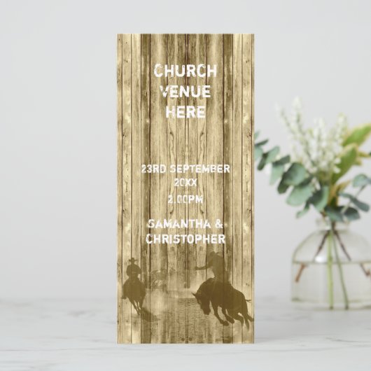 Wild West cowboy thème église programme de mariage (Debout devant)