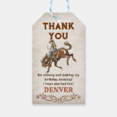 Wild West Cowboy Verjaardagsfeestje Bedankt Favor Cadeaulabel (Achterkant)