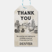 Wild West Cowboy Verjaardagsfeestje Dank je Cadeaulabel (Achterkant)