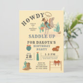 Wild West Cowboy's Birthday Uitnodiging (Staand voorkant)