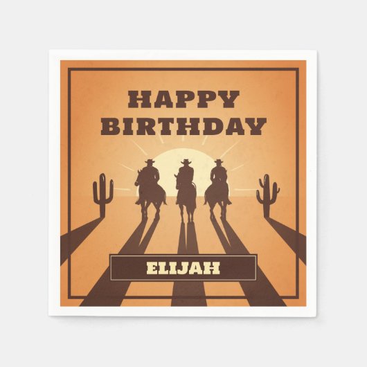 Wild West Cowboys Sunset Servet (Voorkant)