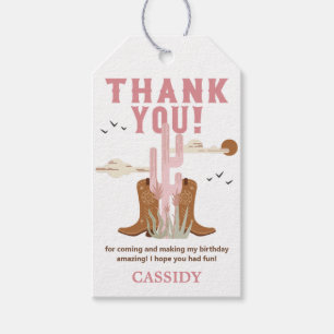 Wild West Cowgirl Birthday Party Dank je wel Cadeaulabel