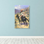Wild West, een Indische Trapper door Remington Canvas Afdruk (Insitu (Houten vloer))