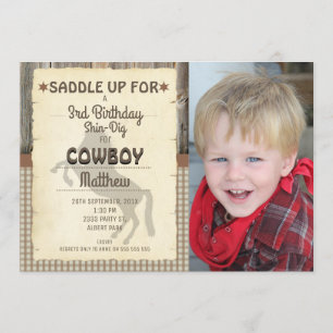 Wild West Horse Photo Anniversaire Fête Invitation
