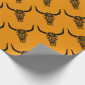 wild-west-koe-skull-horens-zwart-wit-vectorclip- cadeaupapier (Hoek)