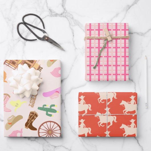 Wild West met Cacti Pattern Kids Verjaardagsfeest Inpakpapier Vel (Voorkant)