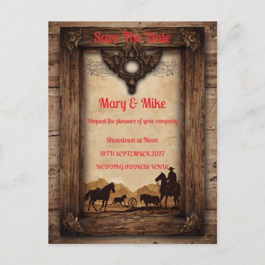 Wild West Novelty Faire-part de mariage (Devant)