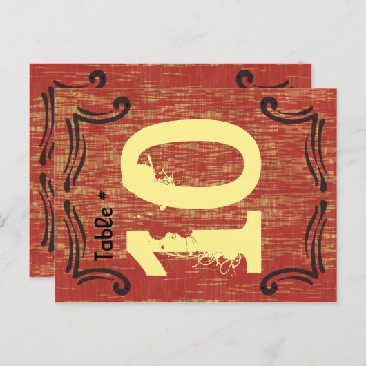 WILD WEST Numéro de table Carte de siège (Devant / Derrière)