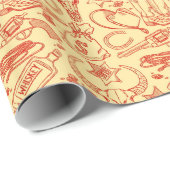 Wild West Old Cowboy Pattern Rustic Western Cadeaupapier (Rol Hoek)